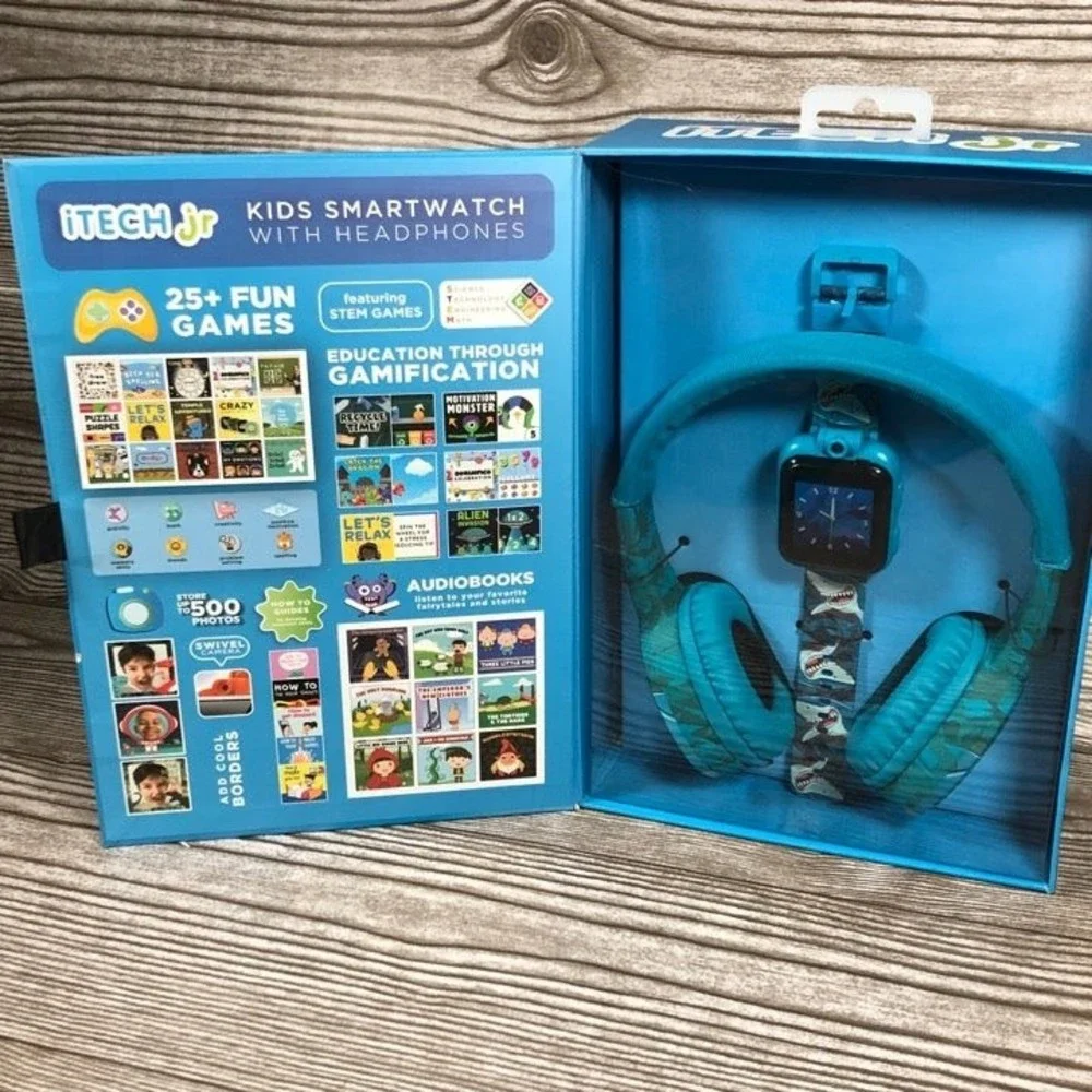 iTech Junior Boys Headphones & Smartwatch Set - Blue Shark.   Z13 - Picture 2 of 12